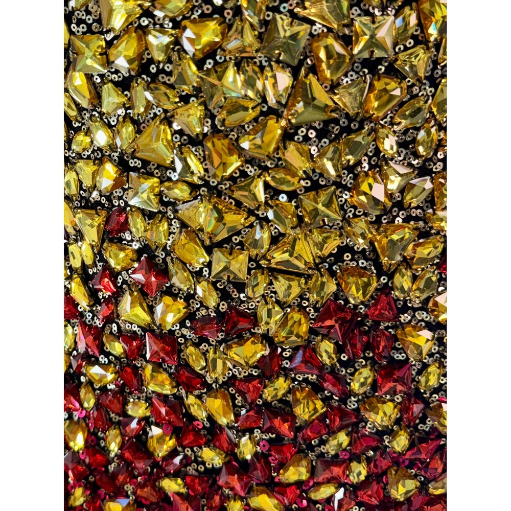 Dave & Johnny Rhinestone Embellished Mini Dress Ombre Sequin Red Yellow Hoco 7/8 - Picture 9 of 10
